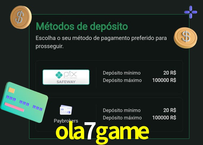O cassino ola7game oferece uma grande variedade de métodos de pagamento
